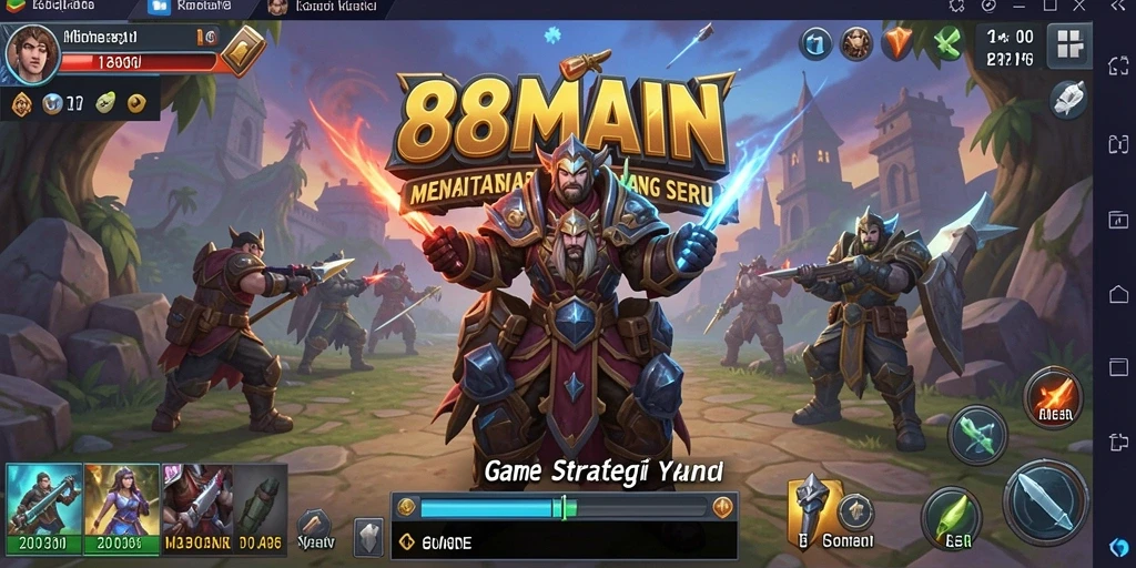 Screenshot utama 88MAIN menunjukkan perang strategi yang intens.