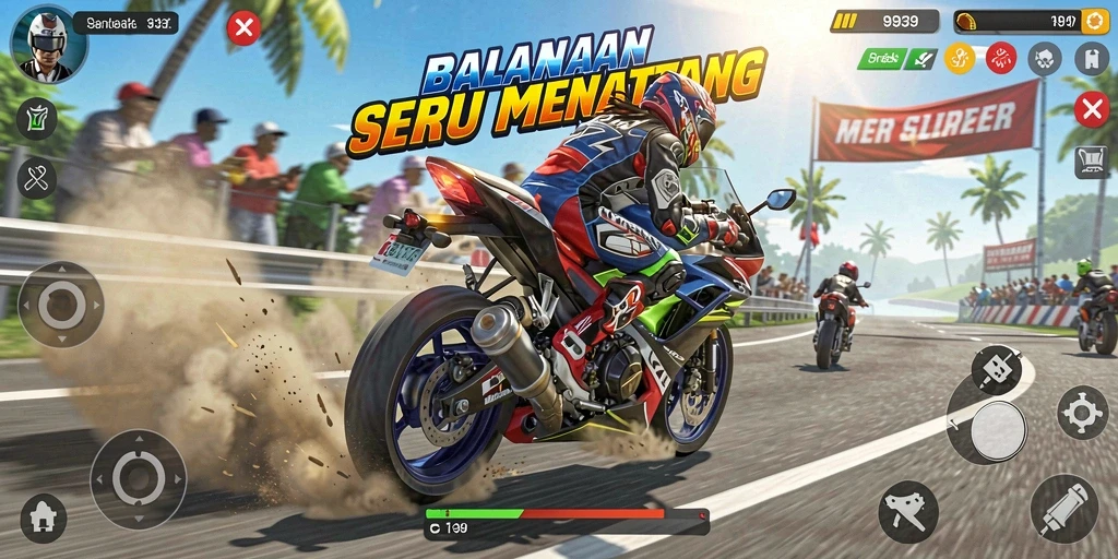 Tampilan gameplay seru dari balapan motor di 9939.
