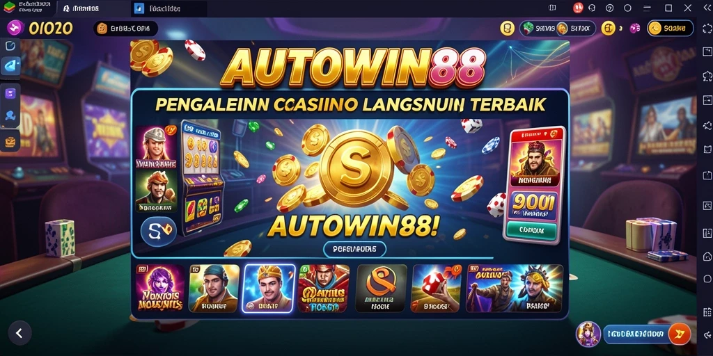 Screenshot AUTOWIN88 menampilkan dealer langsung dan pemain yang asyik bermain game casino.