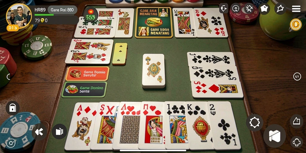 Screenshot menampilkan aksi seru gameplay Domino di HR89.