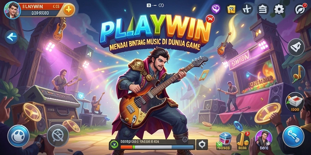 Tampilan gameplay <strong>PLAYWIN</strong> yang seru dan interaktif, menampilkan berbagai alat musik.