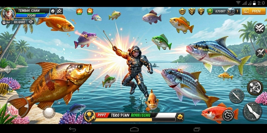 Tampilan gameplay PP7 yang seru dalam menembak ikan.