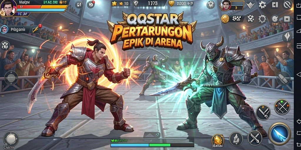 Tampilan gameplay QQSTAR yang intens dan mendebarkan.
