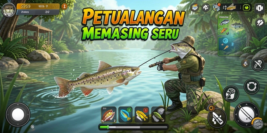 Tampilan menarik dari gameplay S9S9 dengan suasana memancing yang menenangkan.