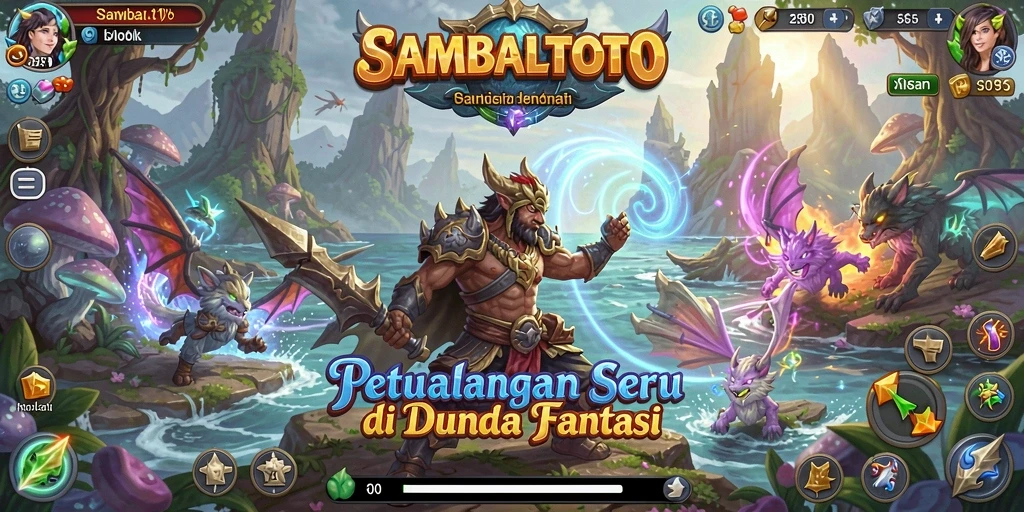 Tangkapan layar utama SAMBALTOTO menampilkan aksi seru dalam dunia petualangan.