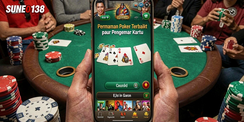 Tampilan gameplay SUNEO138 dengan suasana poker yang menegangkan.