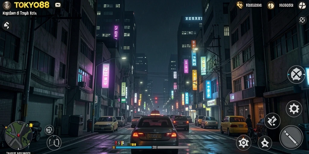Screenshot menunjukkan gameplay menakutkan dan atmosfer mencekam dari TOKYO88.