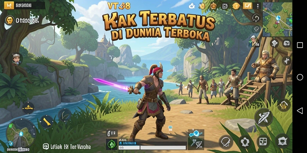 Screenshot gameplay menunjukkan dunia terbuka yang luas dan interaktif.