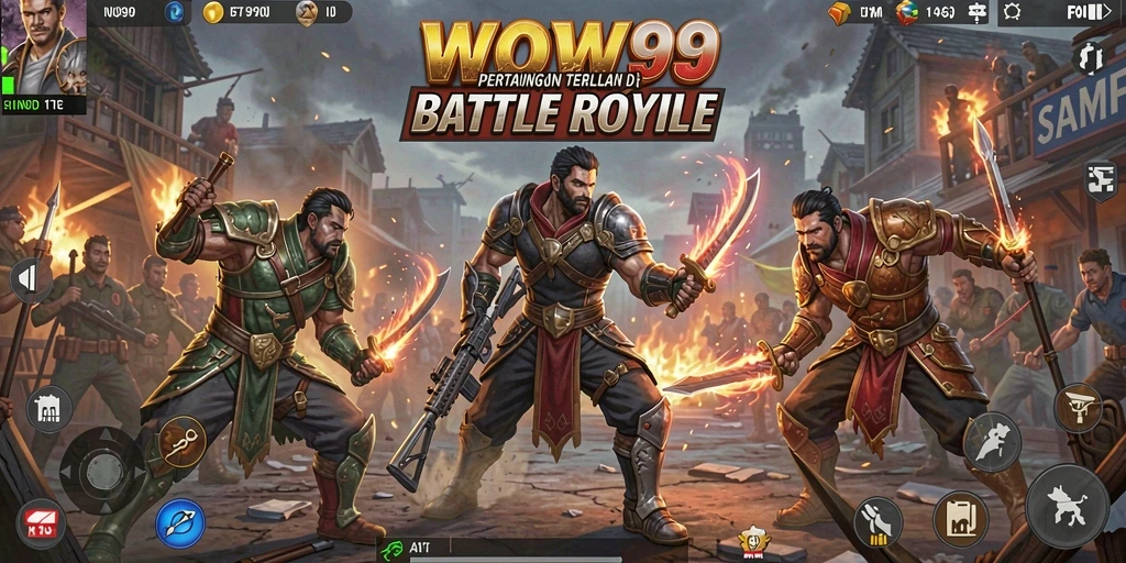 Screenshot gameplay WOW99 yang menampilkan aksi pertarungan Battle Royale.