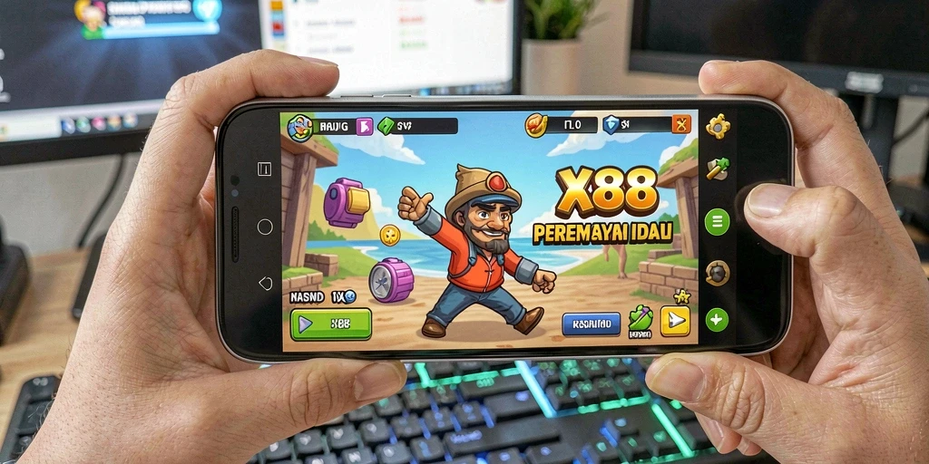 Screenshot utama X88 memperlihatkan karakter dalam aksi gameplay yang menarik.