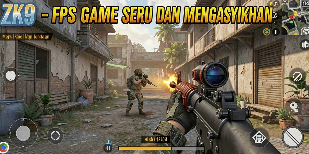 Tangkapan layar menunjukkan aksi cepat gameplay FPS ZK9.