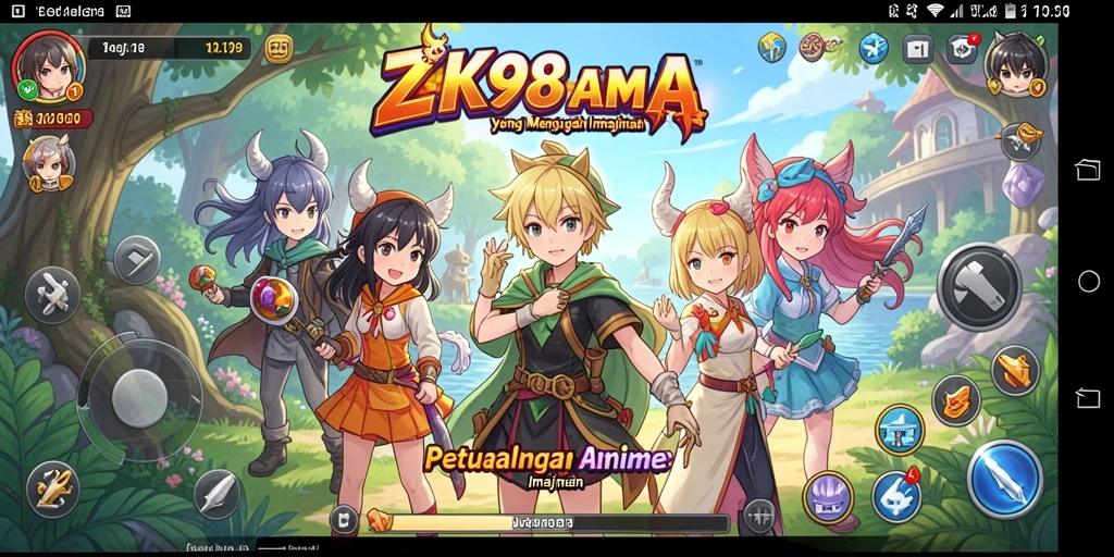 Tangkapan layar gameplay ZK988 yang menampilkan pertarungan karakter anime.